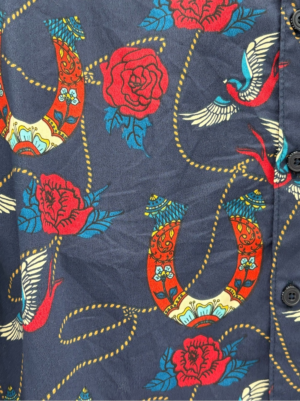 Ariat REAL Kirby Stretch Shirt M Ropey Rose Print Western Horseshoe Floral - Picture 7 of 16